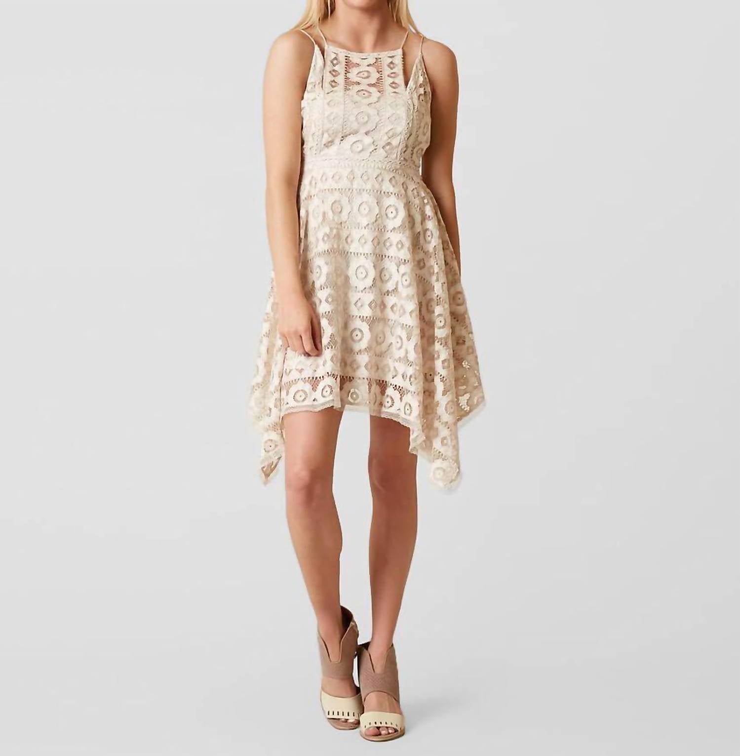 Free People Lace Mini Dress in ivory - women's dress