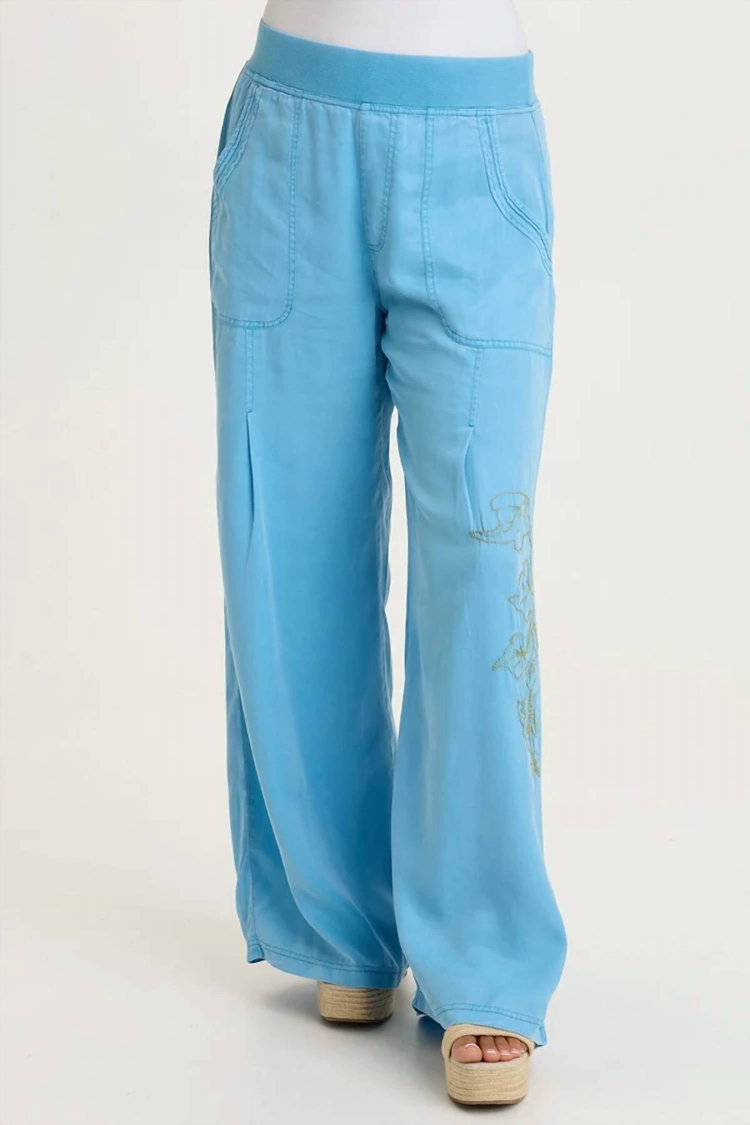 Xcvi - Embroidered Dacia Twill Pleated Wide Pants