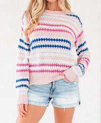 Pretty Bash - Eyelet Knit Drop Shoulder Sweater