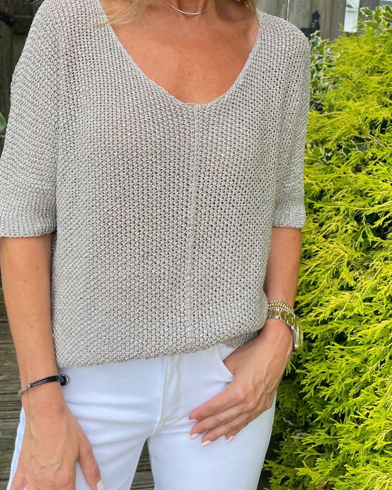 Brand Bazar - Metallic Crochet Sweater