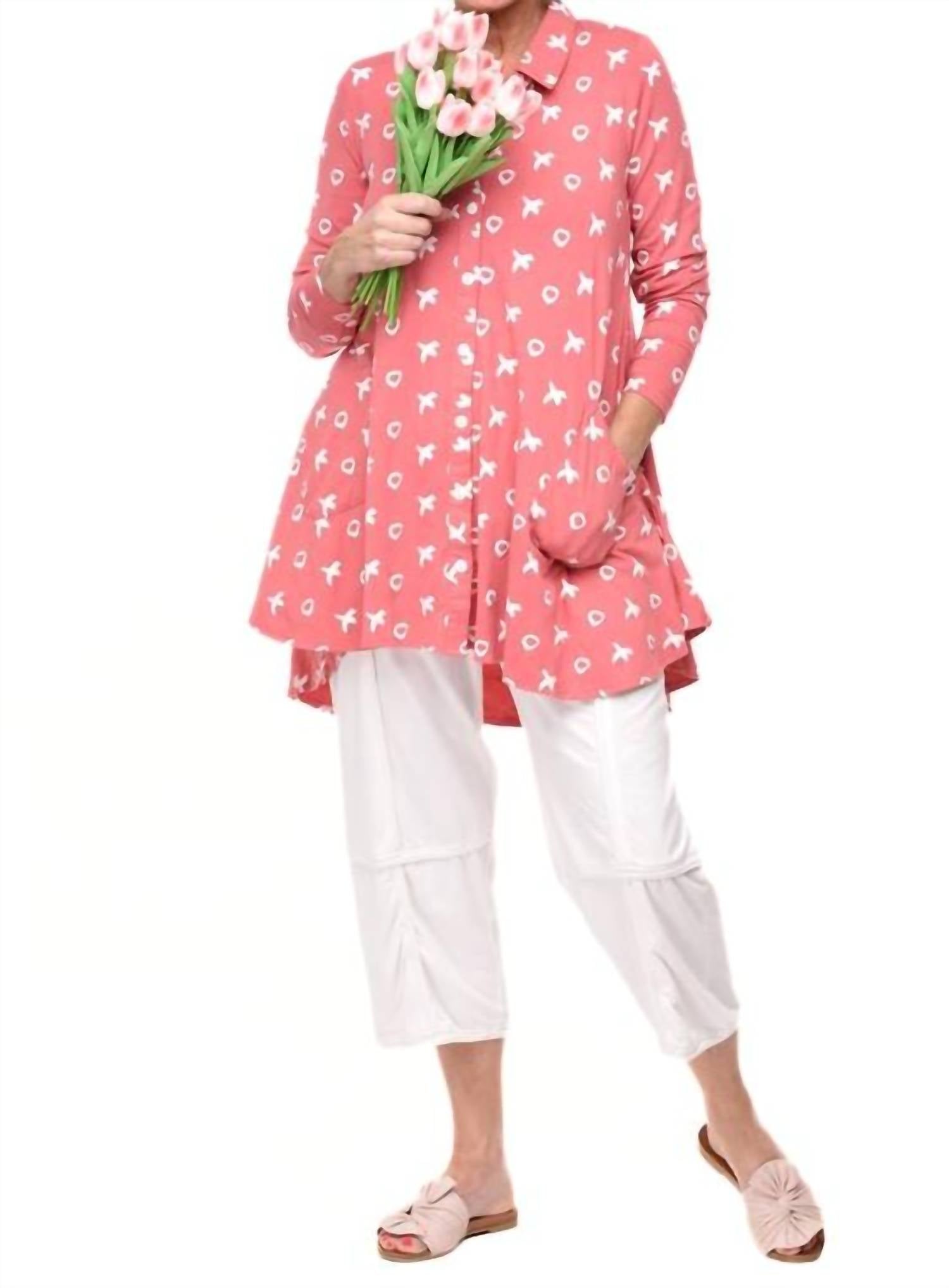 Snapdragon & Twig - Lauryn Printed Button Down Tunic Shirt
