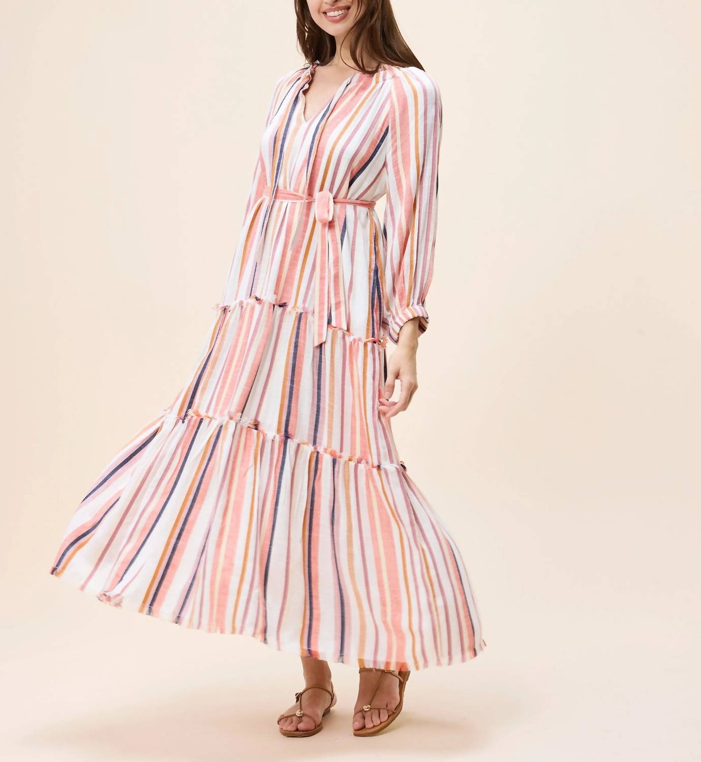 Cleobella Wisteria Midi Dress in ivory multi - women's dress - detail view