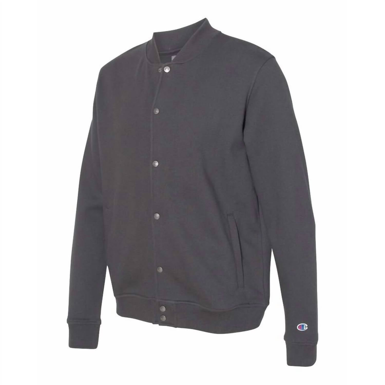 Champion Men Varsity Bomber Jacket in charcoal gray - men's jacket - alternate view