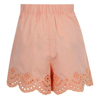 One Collective Women's Embroidered Shorts in orange - women's shorts - detail view