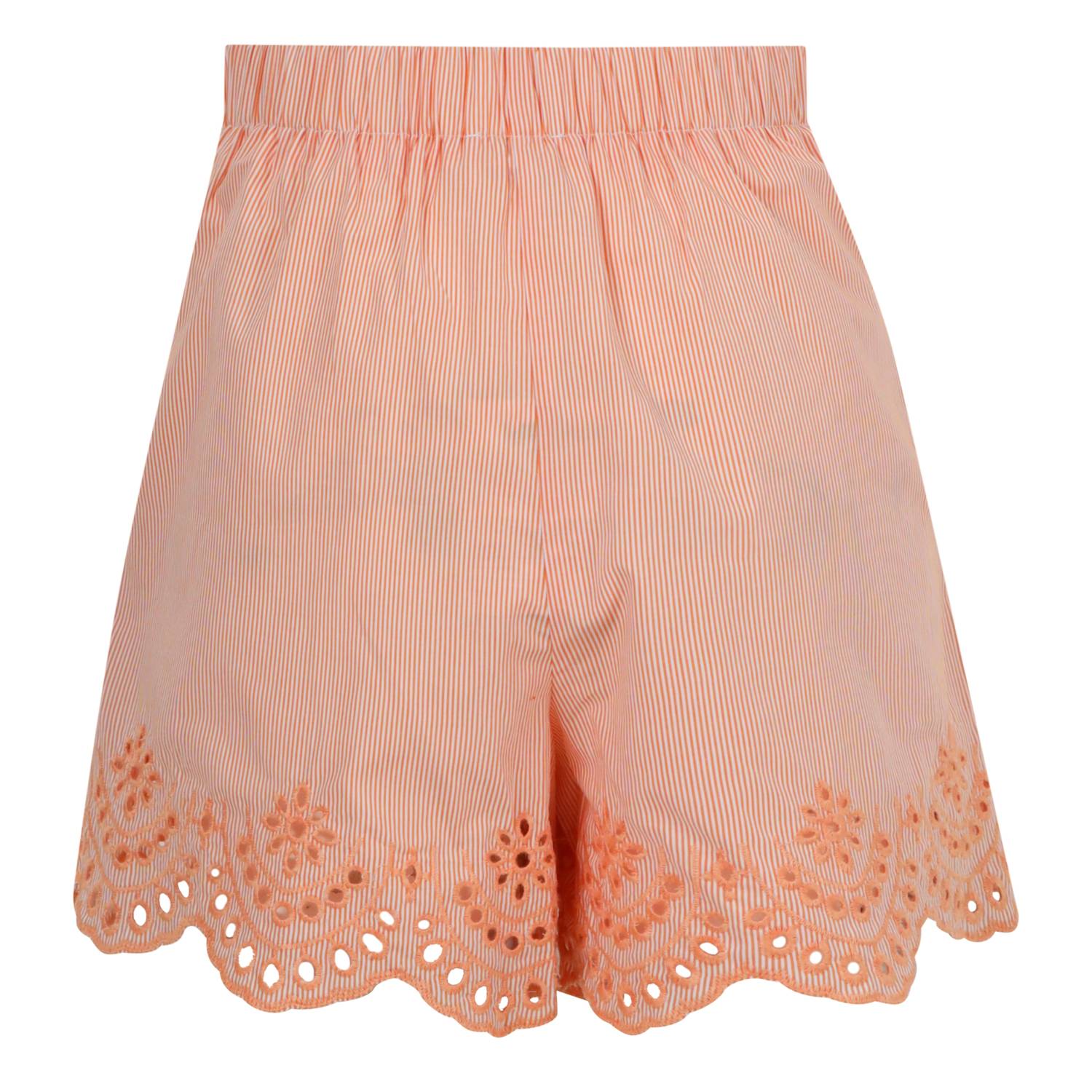 One Collective Women's Embroidered Shorts in orange - women's shorts - detail view