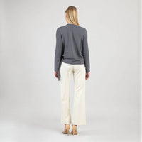 Clara Sun Woo - Soft Ribbed Side Pull Tie Sweater Top