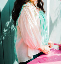 Layerz Clothing - Floral Gingham Embroidered Top