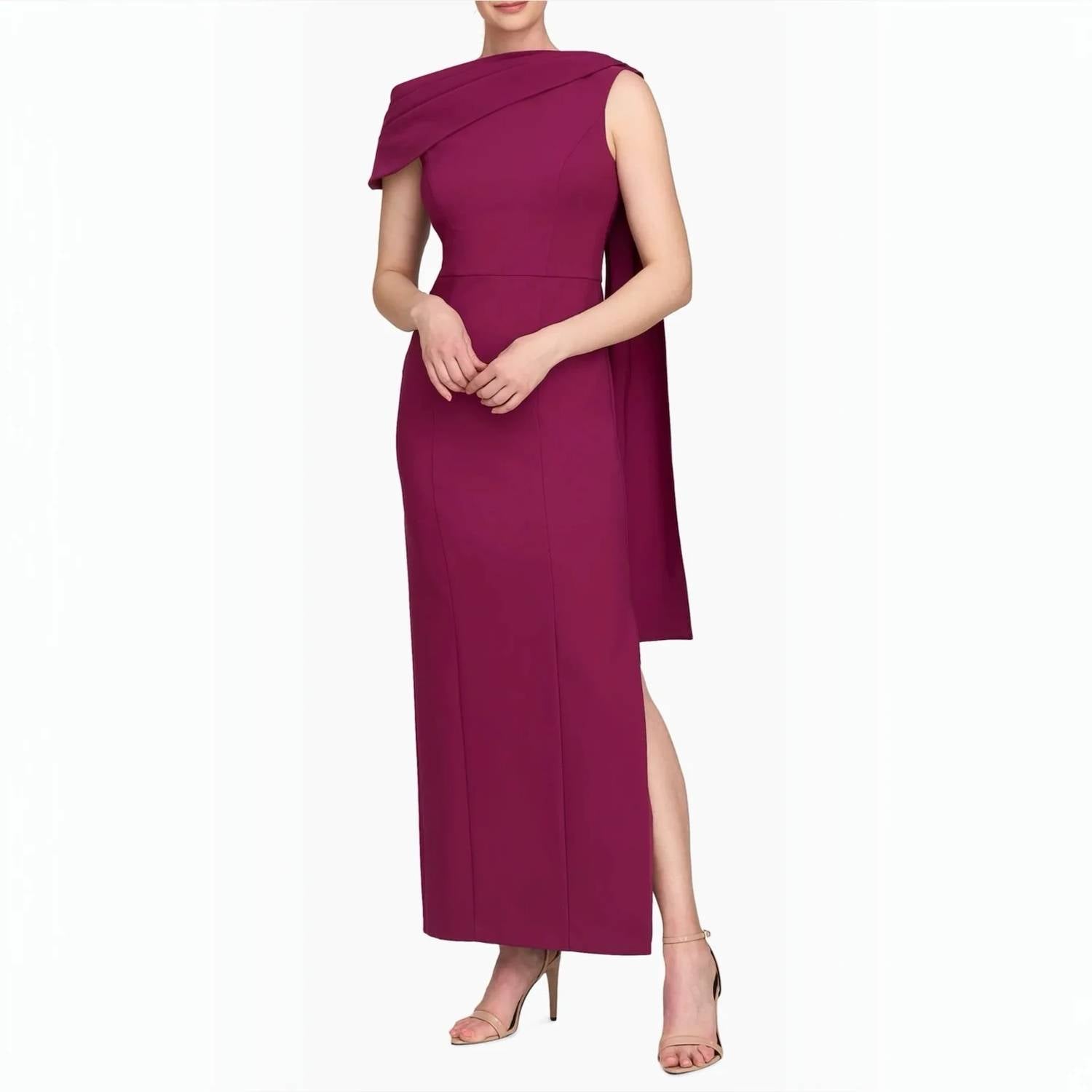 Kay Unger - Dominica Asymmetric Crepe Gown