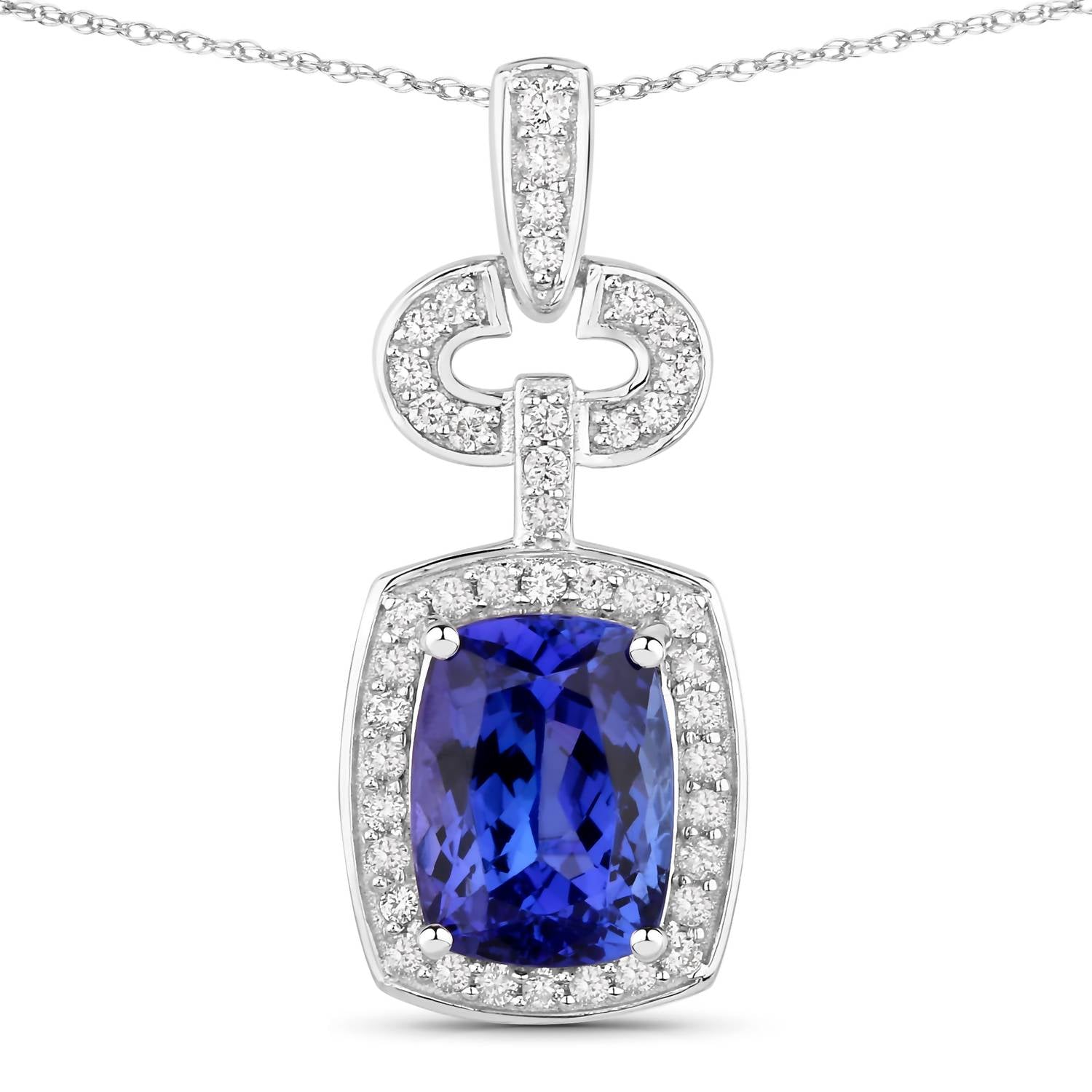 Diana M Jewels - Women's Cushion Natural Tanzanite Pendant Necklace (2.62 Ct) - Signature
