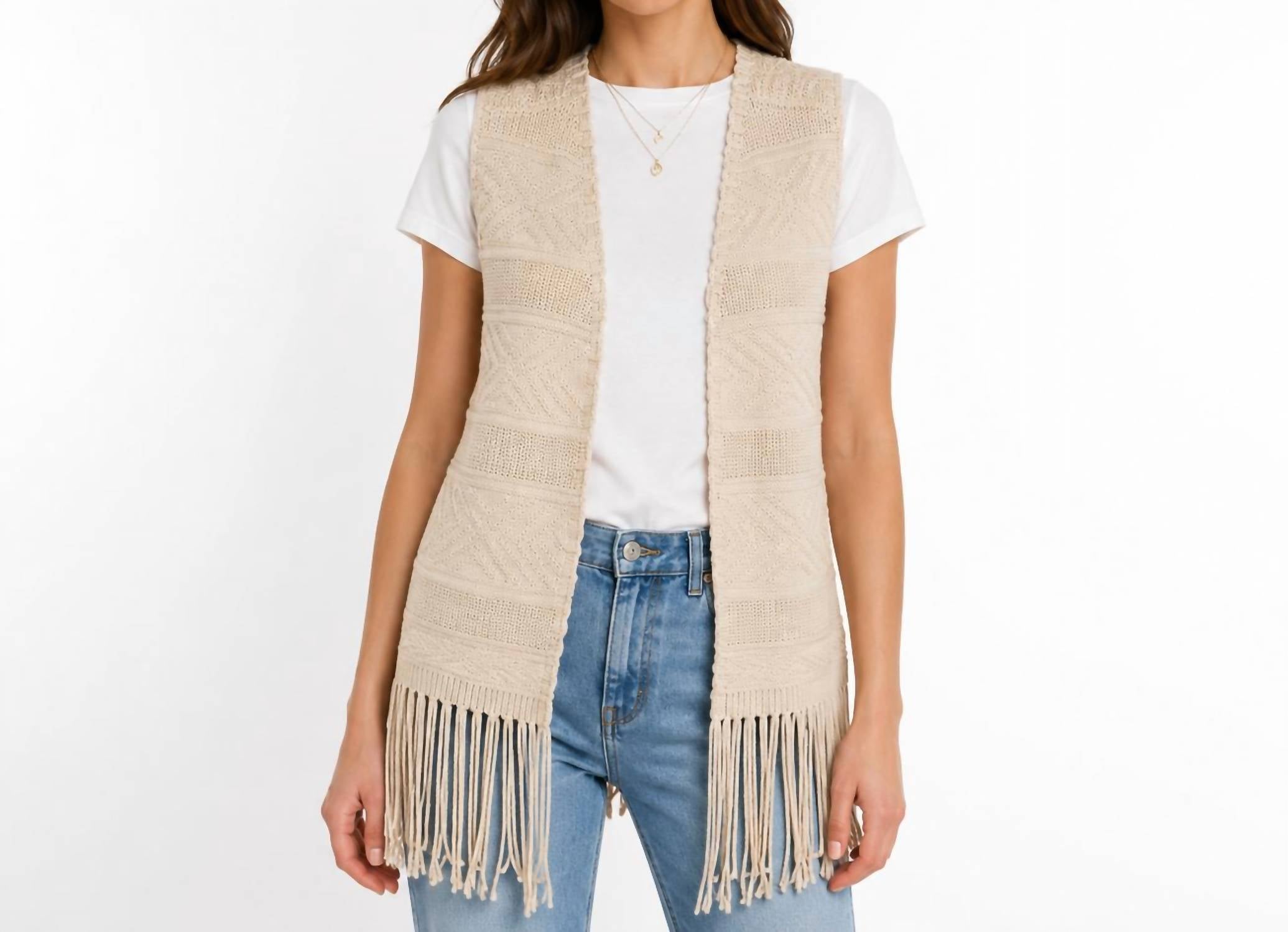Autumn Cashmere - Diamond Stitch Fringe Vest