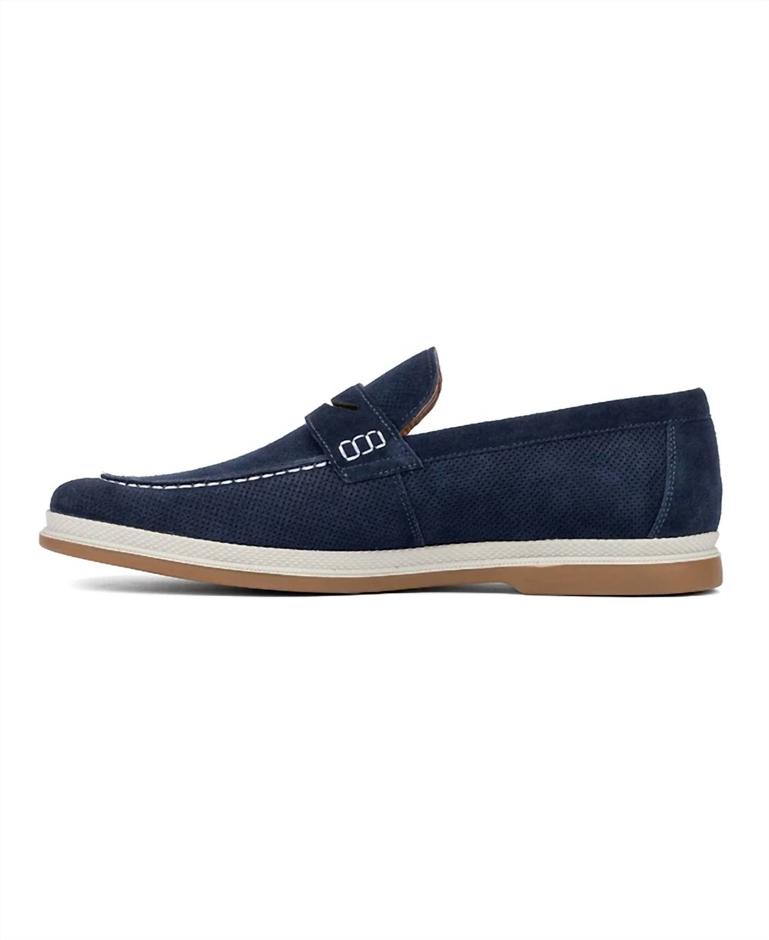 Vintage Foundry Co. Men's Menahan Penny Loafer in blue - men's loafer - detail view