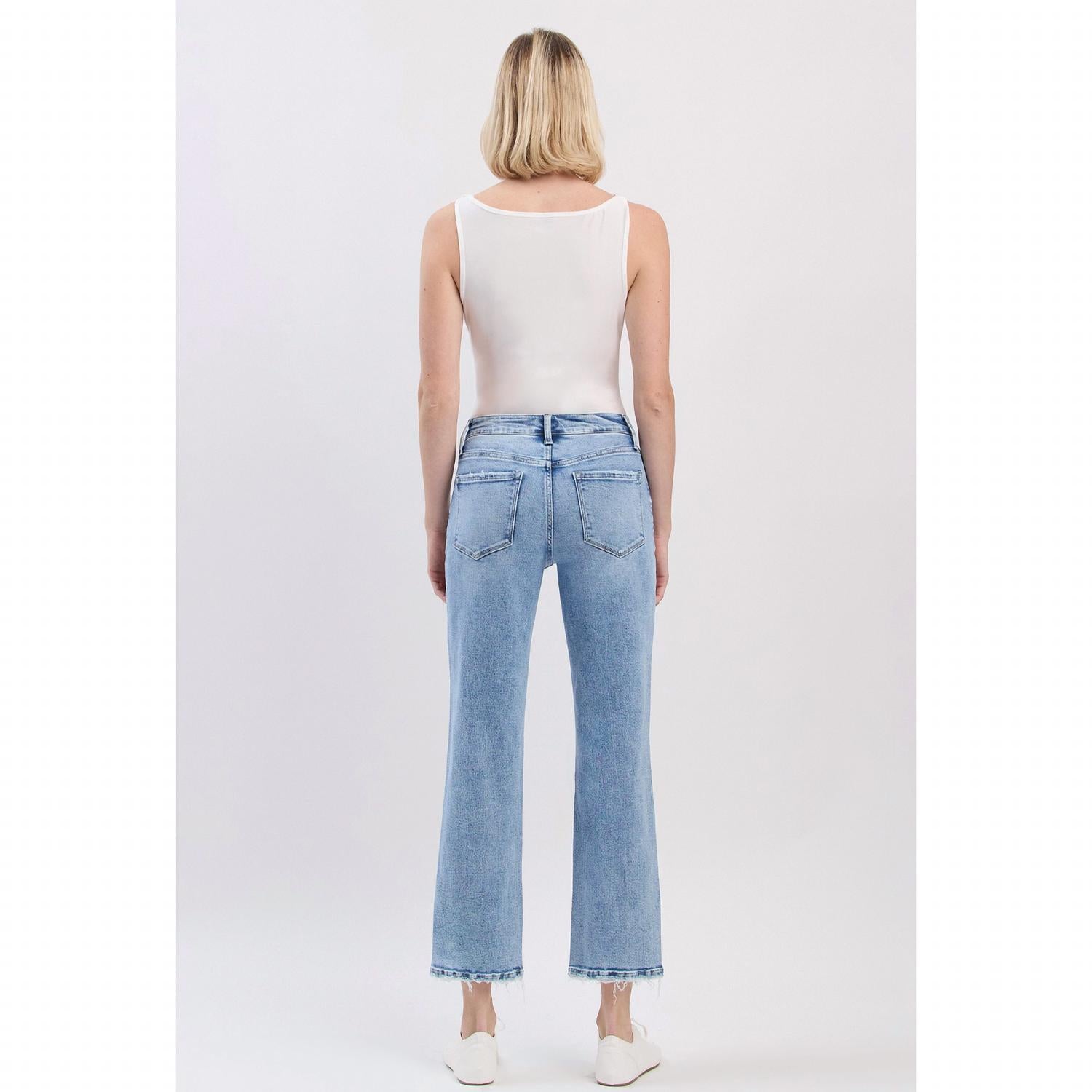 FLYING MONKEY High Rise Ankle Straight Jeans in light wash - women's jeans - alternate view