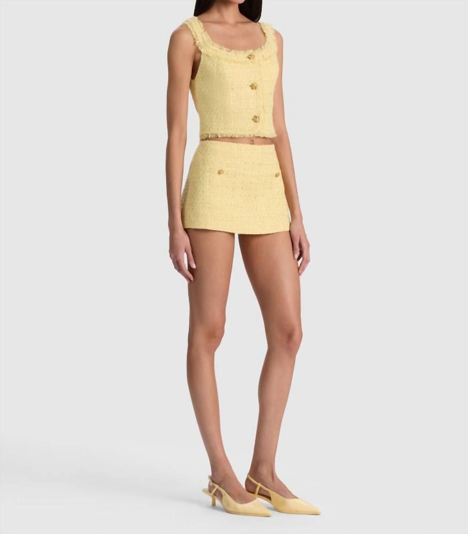 alice + olivia Shila Corset Top in yellow - women's shirt - view 4