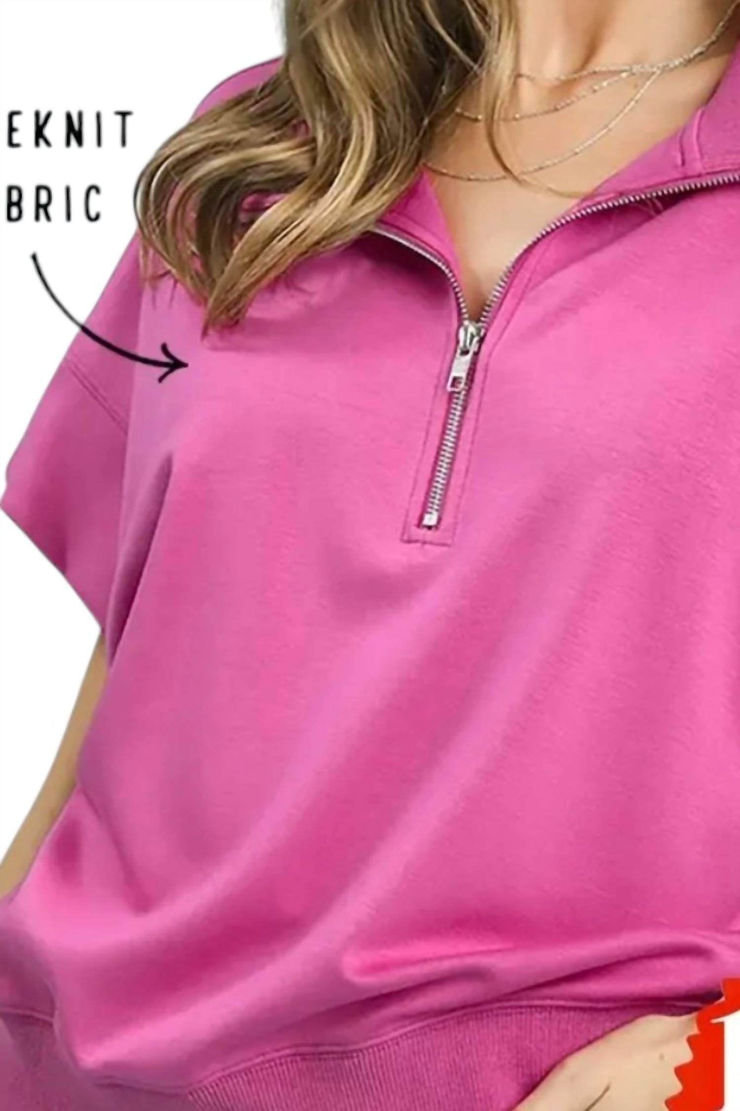 Umgee - Peony Luxe Half-Zip Relaxed Top
