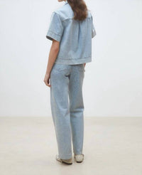 Suncoo - Ladji Leopard Print Denim Blouse