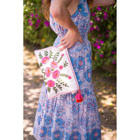 Bell by Alicia Bell Women's Flower Embroidered Pouch in white - women's bag - detail view