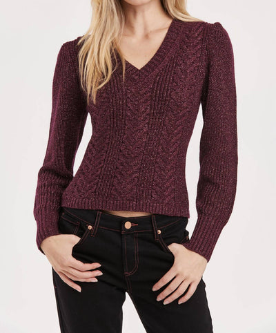 Another Love - Talia Metallic V Neck Sweater Top