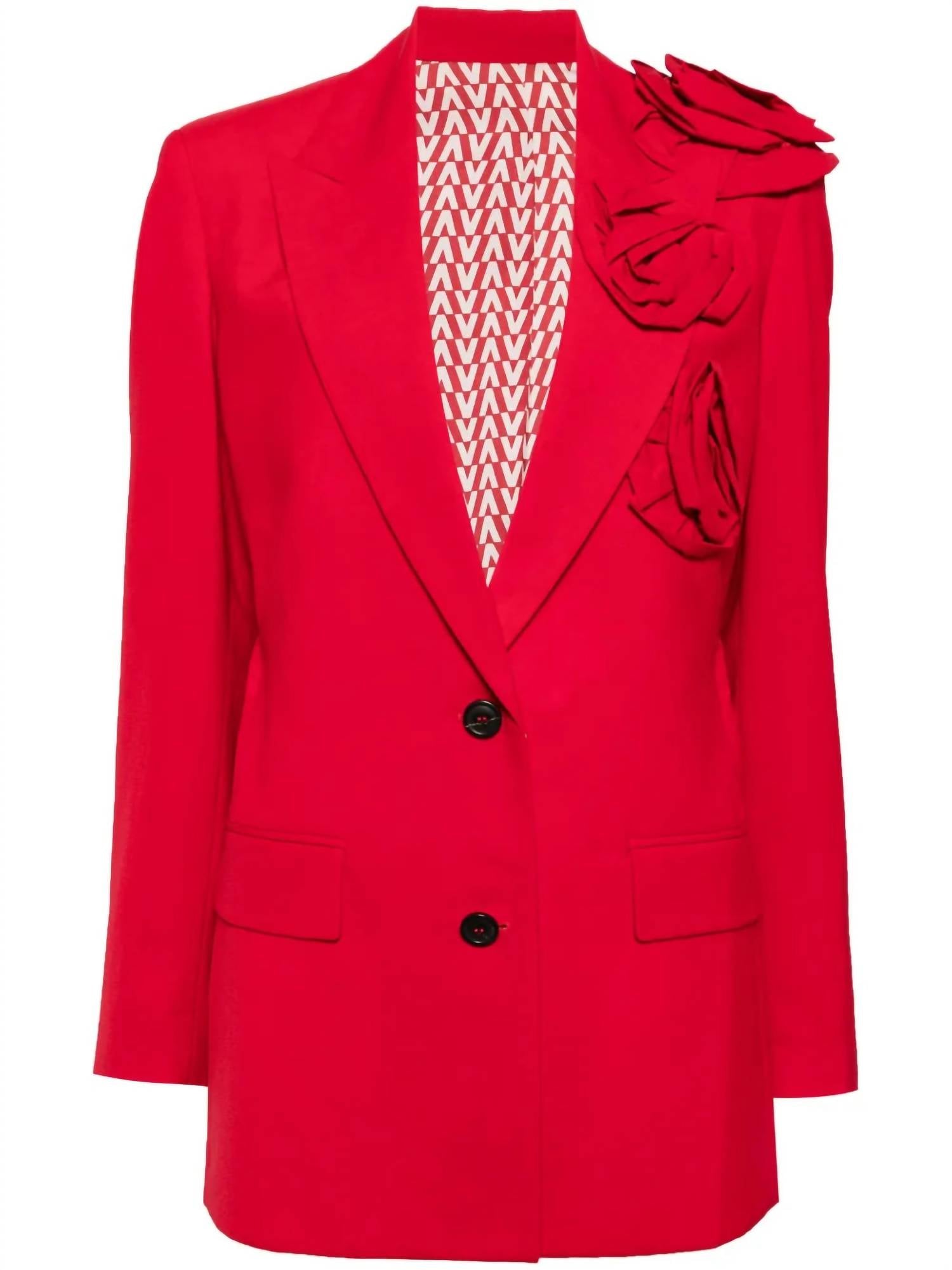 Valentino - Floral Appliqué V-neck Blazer
