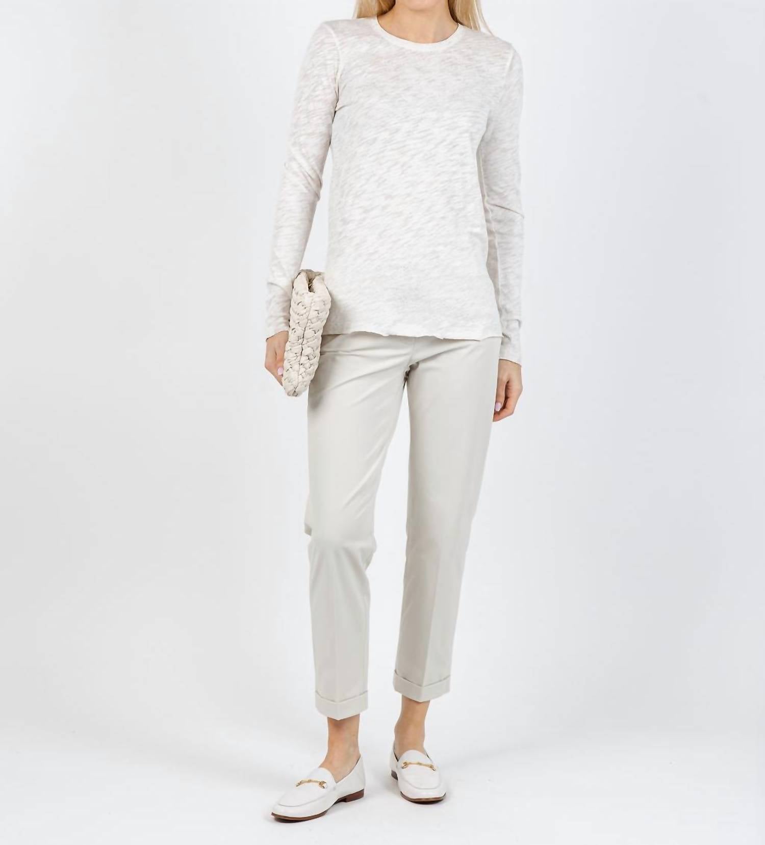 ATM Long Sleeve Destroyed Wash Tee in seashell silver - women's long sleeve top - view 5