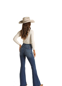 Rock & Roll Denim - Pull On Scalloped Waist Bell Bottoms Flare Jeans