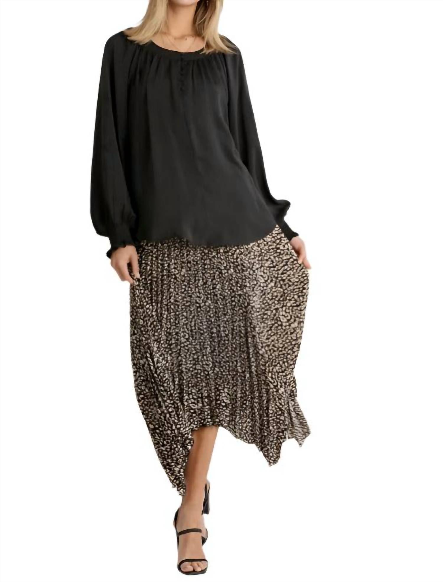 Umgee - Puff Sleeve Satin Blouse