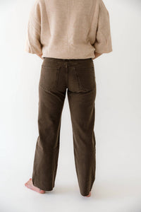 Free People We The Free Risk Taker Mid Rise Straight Jeans in workwear brown - women's jeans - detail view