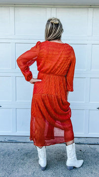 Hayden La - Going Somewhere Lurex Ribbed Long Sleeve Surplice Dress