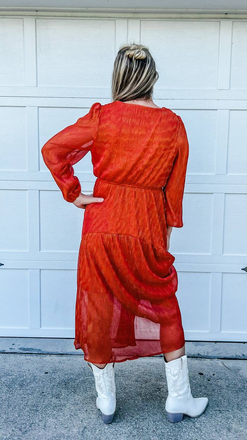 Hayden La - Going Somewhere Lurex Ribbed Long Sleeve Surplice Dress