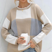 Esley Collection - Squares printing knit sweater top