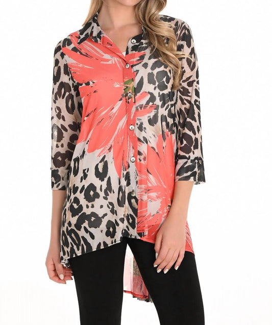 Frank Lyman - Floral V-neck Relaxed Fit Top