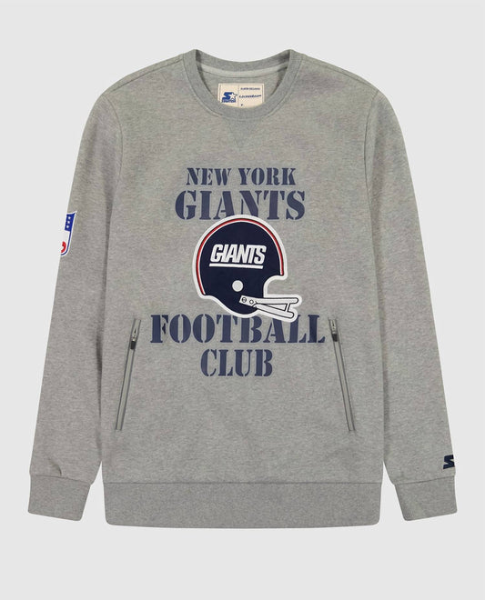 Starter - Men's New York Giants Crew Neck Sweatshirt With Zip Pockets