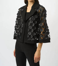 Joseph Ribkoff - Collared Embroidered Mesh Trapeze Jacket