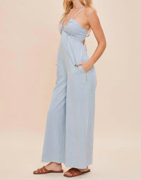 Mustard Seed - Strappy Back Denim Jumpsuit