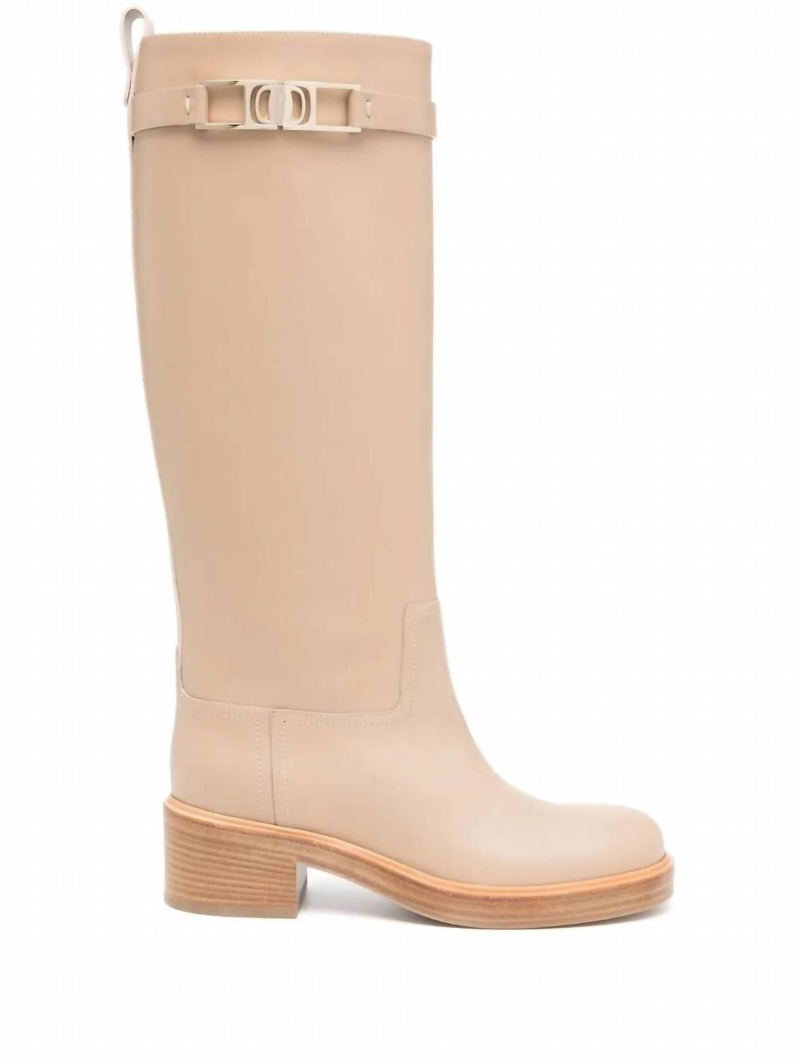 Salvatore Ferragamo Women's Ornament Square Gancini Boot in beige khaki - women's shoe
