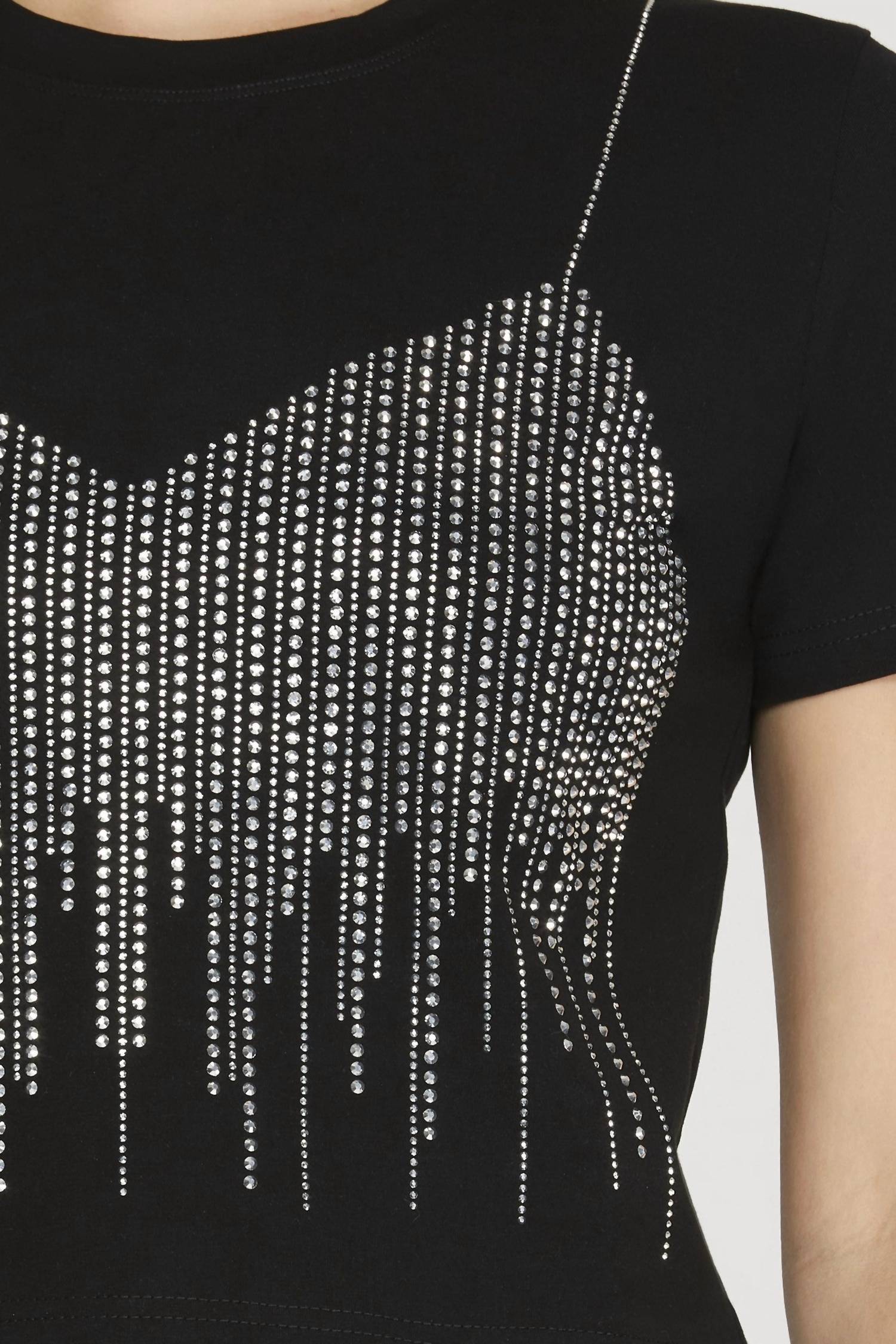 SHE + SKY Rhinestone Faux Bra Embellished T-shirt in black - women's t-shirt - view 4