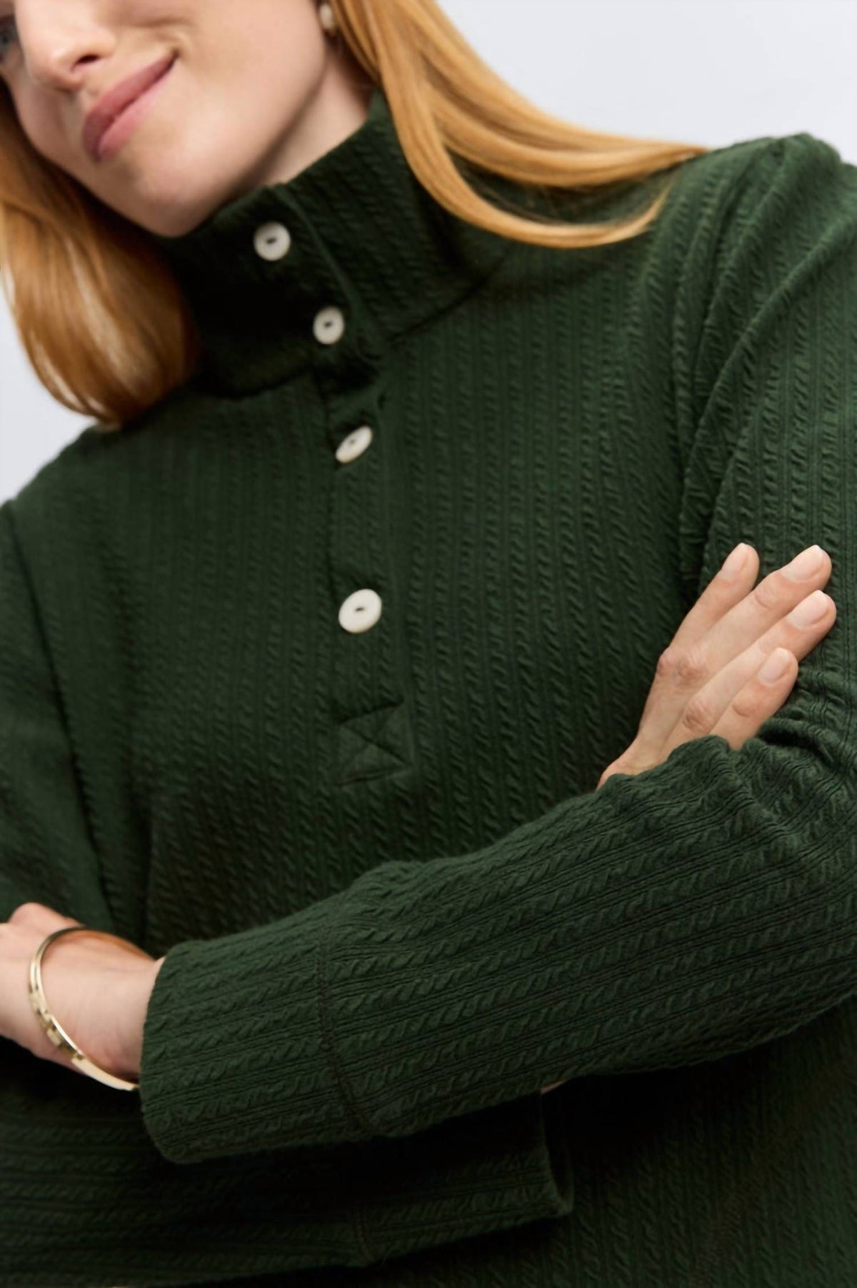 Foxcroft - Sammy Cable Knit Long Sleeve Popover