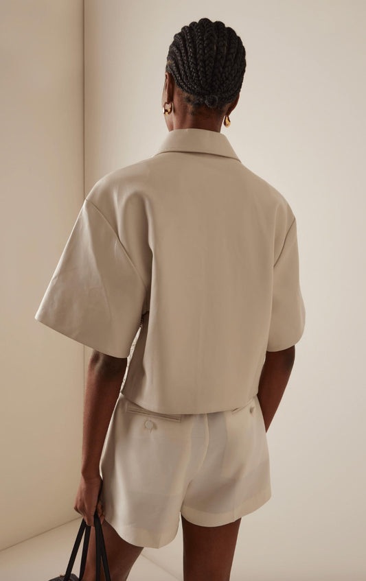 Simkhai - Women's Robinson Vegan Leather Button Down Top