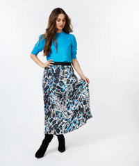 Esqualo - Asta Animal Roots Plisse Pleated Midi Skirt