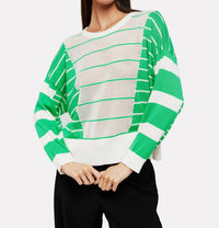 Brodie Cashmere - Stripe Open Stitch Sweater
