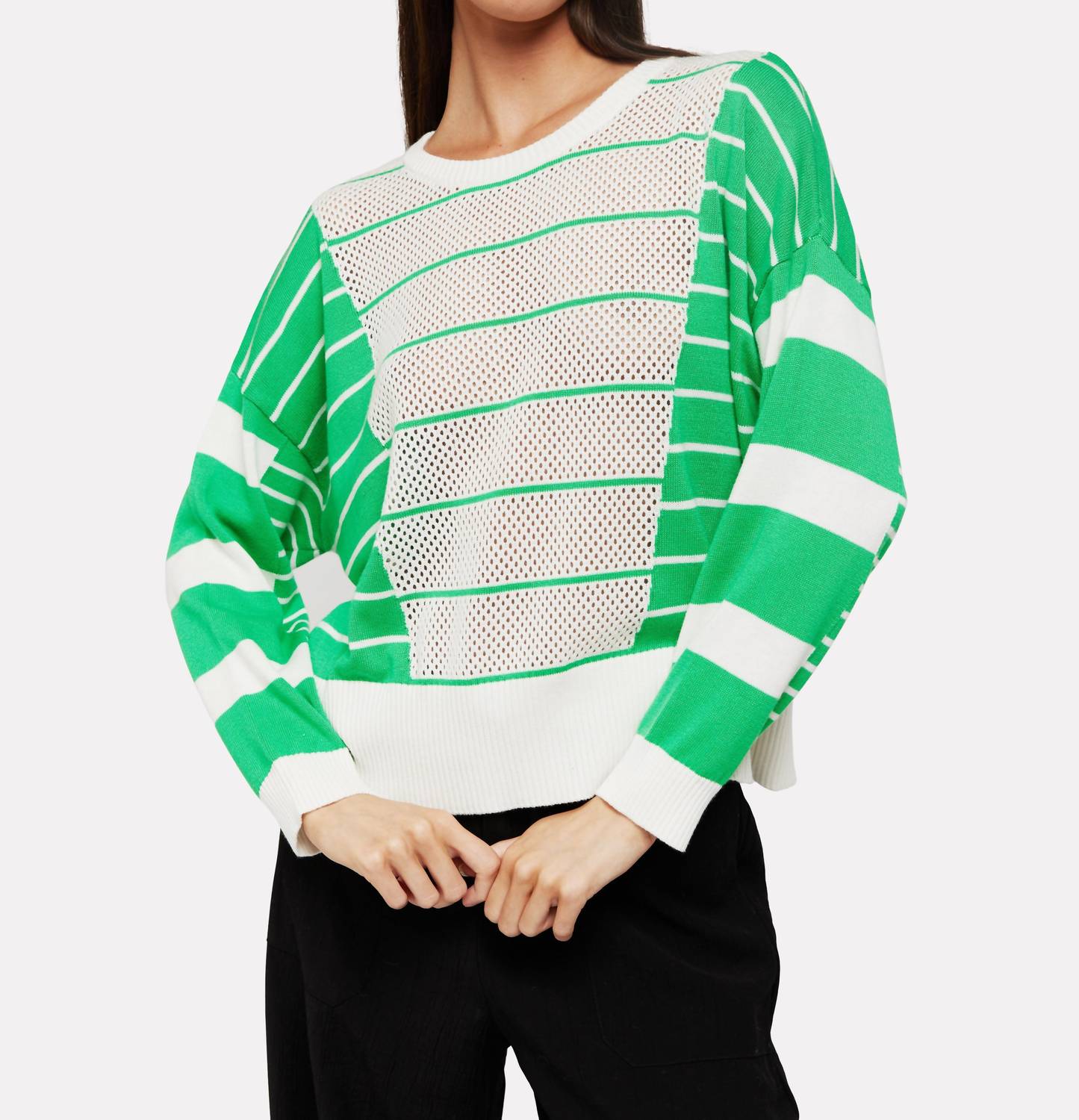 Brodie Cashmere - Stripe Open Stitch Sweater