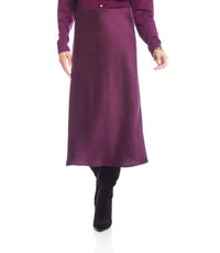 Karen Kane Satin Bias Cut Midi Skirt in eggplant - women's skirt