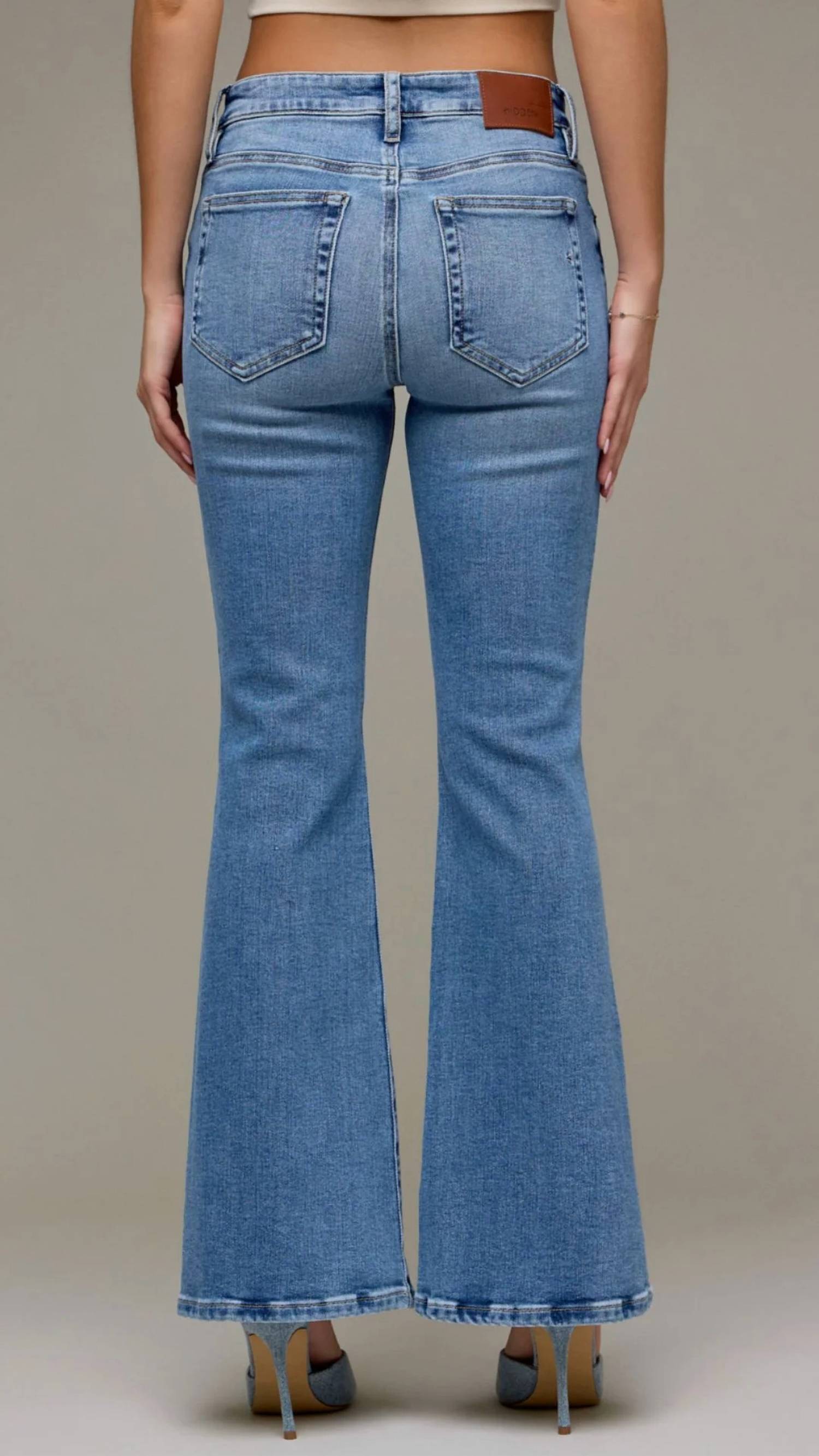 Hidden - Mid Rise Full Length Flare Jeans