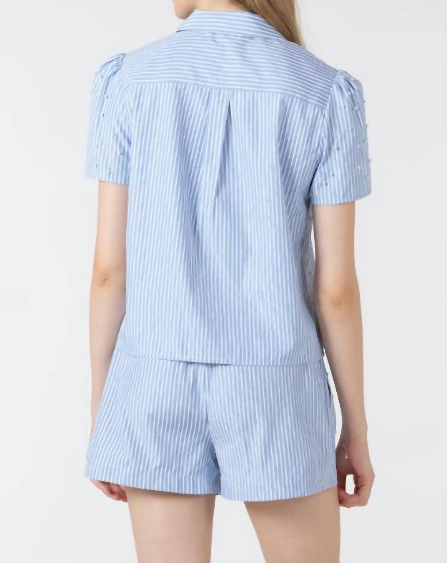 Dex - Seaside Pearl Puff Sleeve Blouse
