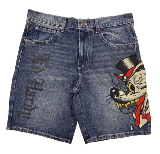 Ed Hardy - Men's Wolf Skater Denim Short