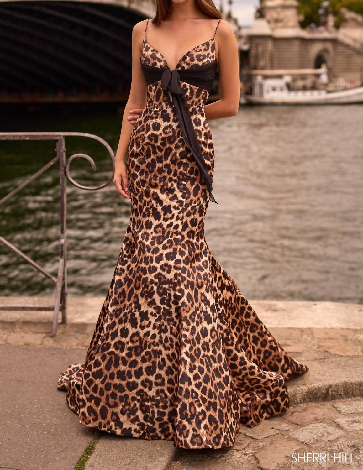 Sherri Hill Mermaid Cheetah Gown in animal print - women's dress