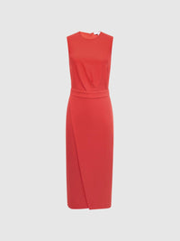Reiss - Sleeveless Midi Dress With Pleated Front