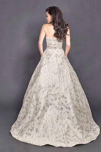 Rachel Allan - Floral Brocade Strapless Ballgown