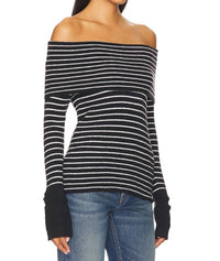 Free People Evergreen Sweater in black white 1 - women's sweater - detail view