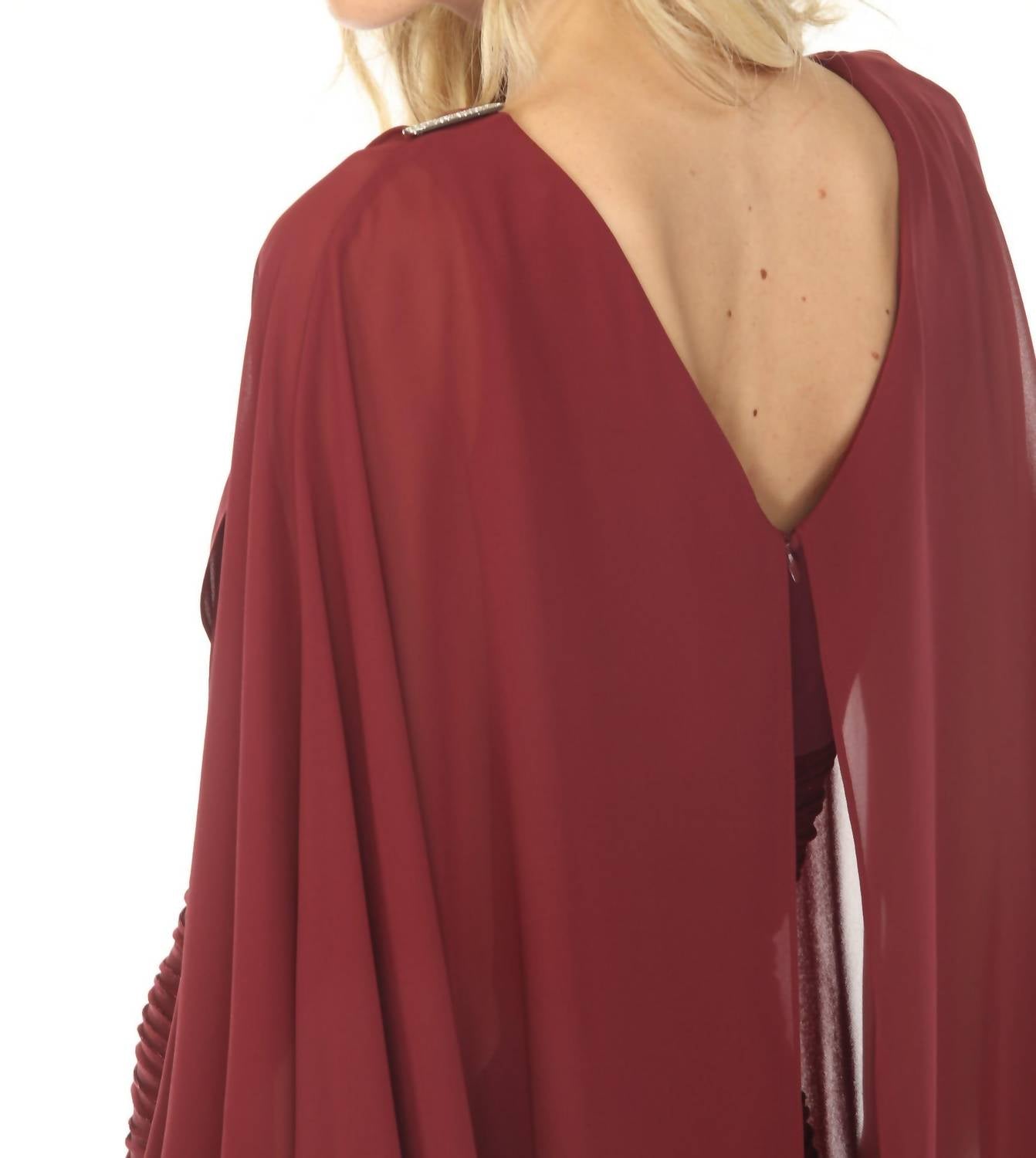 Joseph Ribkoff - Chiffon Overlay Ruched Maxi Evening Dress
