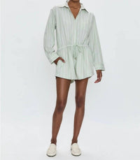 PISTOLA Amelie Romper in pistachio stripe 1 - women's pants